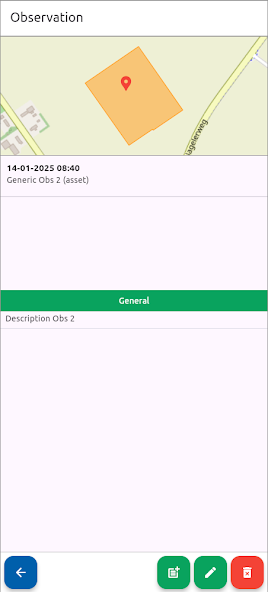 FarmDataViewer app — observation detail with location and description